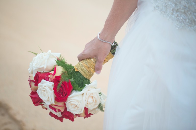 The bouquet held by bride Kauai wedding