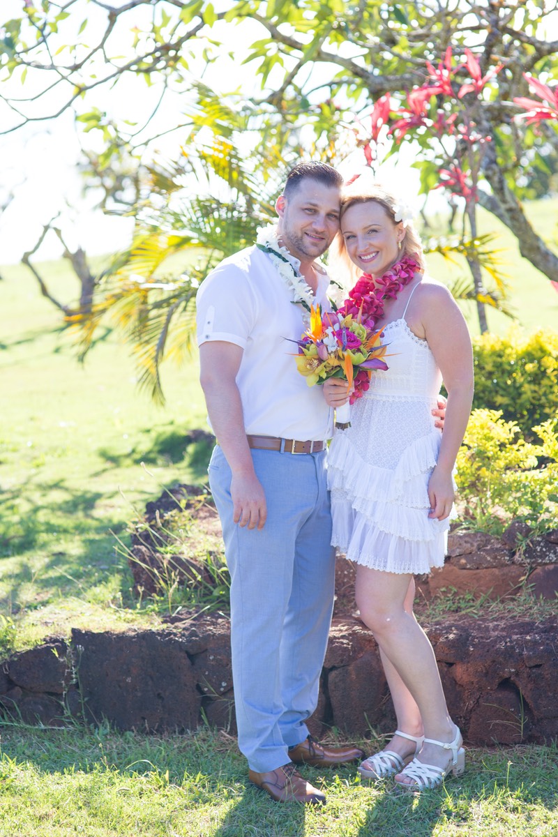 Wedding video clip of  bride and groom after ceremony west side  Kauai